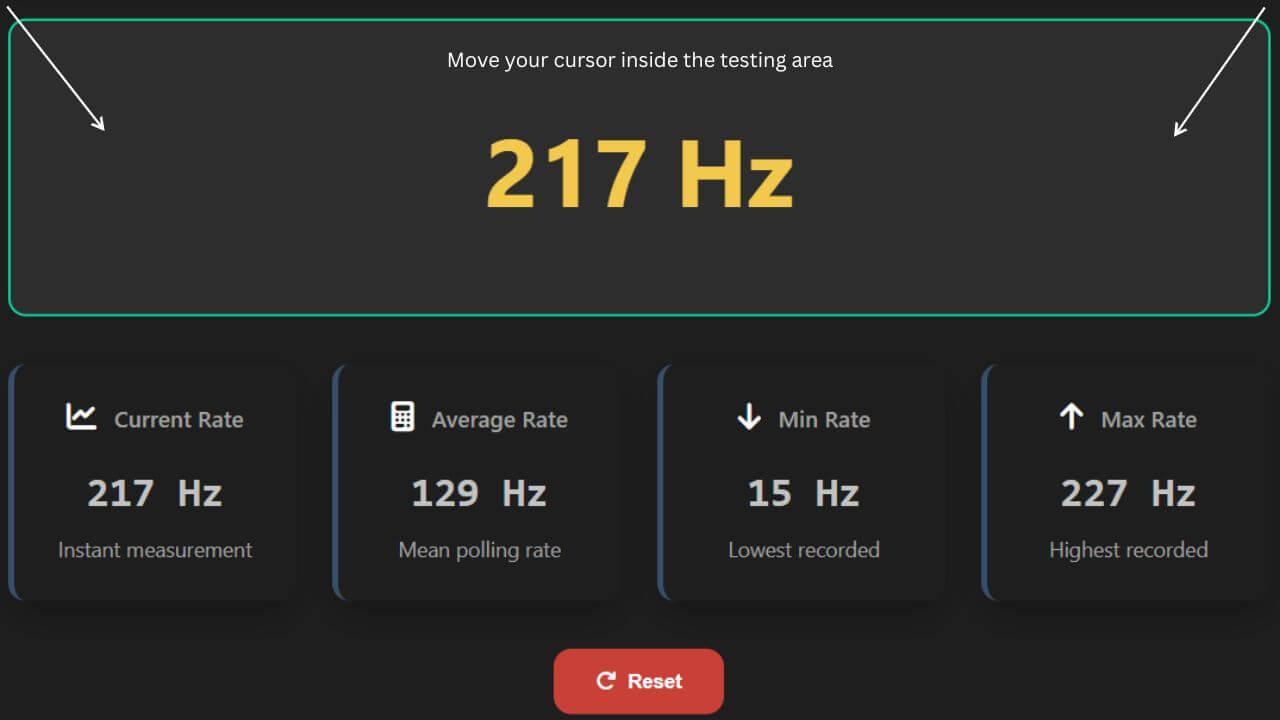 Mouse polling rate test visual guide